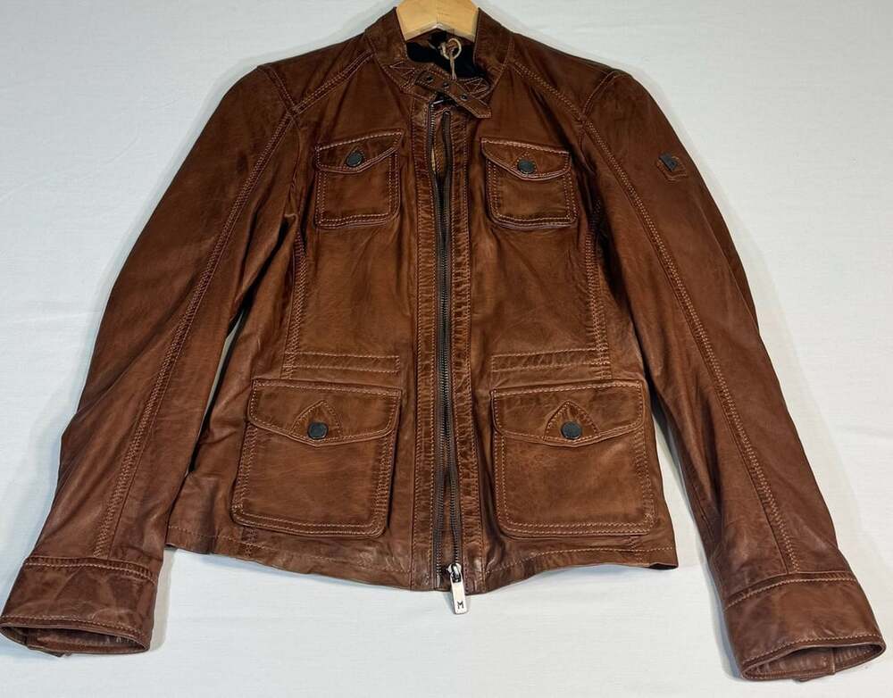 Brown Leather Moto Jacket. Brand new with tags. ￼